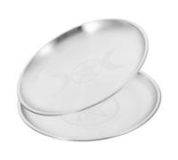 SHINEOFI 2pcs Pentagram Moon Altar Plate Ritual Burning Bowl Round Metal Tray Iron Flat Bowl for Witchcraft Wiccan Tarot Supplies Silver Decorative Serving Dish