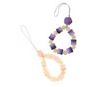 SHINEOFI 2pcs Phone Bracelet Straps: Natural Bodhi Root Beaded Butterfly Flower Phone Lanyard Anti Drop Strap Keychain Pendant For Indoor Outdoor