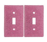 SHINEOFI 2pcs Pink Rhinestone Light Switch Cover Plate, Decorative Wall Plate with Sturdy Quality Plastic and Sparkly Bling Design, for Bedroom or Living Room Wall Switch Outlet