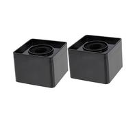SHINEOFI 2Pcs Portable Abs Microphone Logo Flag Square Cube Mic Station Stand for Interview Broadcasting Studio Black with Blank Surface for Custom Stickers