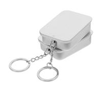 SHINEOFI 2Pcs Portable Mini Metal Tin Storage Boxes with Keyring, Small Rectangular Tinplate Cases with Lid for Jewelry and Trinket Storage, Compact Travel Jewellery Containers Silver
