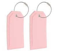 SHINEOFI 2pcs Pu Leather Luggage Tag for Suitcase with Easy Identification and Practical Design, Pink Travel Bags Tag Suitable for Business and Travel Use