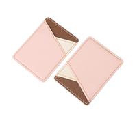 SHINEOFI 2pcs PU Leather Phone Back Holder Adhesive Mobile Wallet Stickers Portable Card Slot Pouch for Convenient Phone Storage Easy to Install Beige