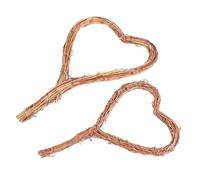 SHINEOFI 2pcs Rattan Wreath DIY Wreath Front Door 12.99x8.27x1.18in Light Brown Hand-woven Decorative Heart Shape Christmas Door Decor