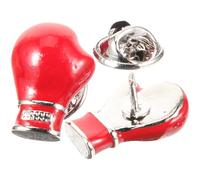 SHINEOFI 2pcs Red Metal Boxing Glove Shaped Brooch for Men, Decorative Lapel Pin Expressing Personality, Simple and Elegant Style, to Match with Bags or Hats