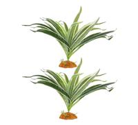 SHINEOFI 2pcs Reptile Tank Decor Artificial Plants for Bearded Dragon Lizards Tortoise Enclosure Stress-relief Simulation Leaves Safe Resin Plastic Aquarium Ornament