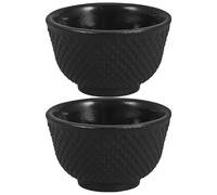 SHINEOFI 2Pcs Retro Cast Iron Tea Cups 35Ml Small Handleless Chinese Traditional Teacups for Kung Fu Tea Ceremony Household Use Vintage Sturdy Drinkware