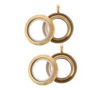SHINEOFI 2pcs Round Floating Locket Pendant Stainless Steel Jewelry with Clear Glass Charm for Sacred Items and Memorable Keepsakes for Daily Wear and Travel