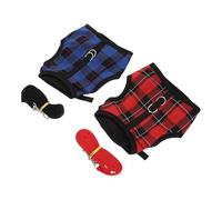 SHINEOFI 2pcs Small Pet Harness Leash Set for Rabbits and Guinea Pigs, Chest Strap Vest with Red and Blue Plaid, Decorative Bunny Outfit Suitable for Festival and Outdoor Walking
