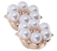 SHINEOFI 2pcs Snowflake Rhinestone Button Covers with Pearl, Detachable Alloy No-sew Shirt Sleeve Jewelry for Women Blouses, Clip-on Removable Decorative Button Cufflinks for Formal Wear