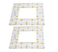 SHINEOFI 2pcs Square Sewing Ruler Set Transparent PVC Quilting Tools with Slotted Center for Accurate Alignment for Dressmaking and DIY Craft Projects