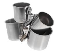 SHINEOFI 2pcs Stainless Steel Bird Feeding Cups with Dual-cup Design and Easy Cleaning Feature for Parrot and Birds Use the Cage