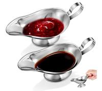 SHINEOFI 2Pcs Stainless Steel Gravy Boat, 5oz Small Sauce Jug for Sunday Roast, Mini Serving Dishes for Salad Dressing, Condiment Pourer for Christmas Dinner, Silver Curry Pot