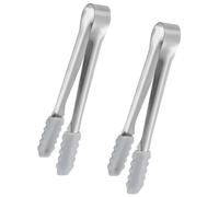 SHINEOFI 2pcs Stainless Steel Pasta Tongs Sugar Cube Tong Multi-Functional Non-Slip Silicone Grip Clips Lightweight Kitchen Camping Serving Utensils