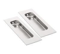 SHINEOFI 2pcs Stainless Steel Recessed Cabinet Handles 120x40mm Brushed Steel Hidden Pulls for Sliding Wardrobe Doors and Furniture Drawers