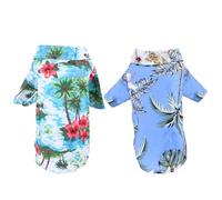 SHINEOFI 2pcs Stylish Hawaiian Dog Shirt in Polyester Material with Eye-catching Tropical Patterns, Available in Xs to Xxl Sizes, for Taking Photos or Everyday Wear, for Holiday