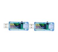SHINEOFI 2pcs USB Power Tester with High Definition LCD Display for USB Charger Power Banks and Mobile Devices Voltage Capacity for Accurate Measurements