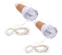 SHINEOFI 2pcs USB Rechargeable Diamond-Shaped Light String with 15 Warm White LED and 1 Color-Changing Slow Flash Light, Wine Bottle Stopper Night Lamp for Party Decoration and Indoor