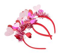 SHINEOFI 2pcs Valentines Day Heart Headbands for Women, Lightweight Comfortable Cloth Material with Red Sequin Heart Shape, for Holiday and Active Celebrations