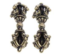 SHINEOFI 2pcs Vintage Brass Tibetan Ritual Pendant Durable Spiritual Amulet with Unique Retro Design Buddhist Protection Jewelry Symbolizing Faith and Cultural Heritage