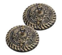SHINEOFI 2pcs Vintage Ceiling Canopy Plate 130mm Round Metal Cover with Closed Loop Hook, Gold Retro Ceiling Light Cover Replacement for Pendant Lamp Fittings and Hanging Fixtures