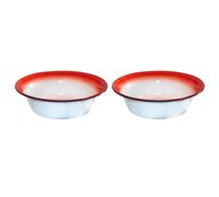 SHINEOFI 2pcs Vintage Red Floral Enameled Bowls 22cm Thickened Soup Basins Retro Household Tableware for Serving and Mixing Random Style