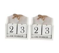 SHINEOFI 2pcs Vintage Wooden Block Perpetual Calendar for Desk with Month and Cubes Rustic Desktop Decoration and Photography Prop Wooden Build for Creative Workspace and Date Tracking