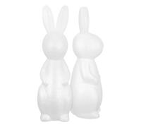 SHINEOFI 2Pcs White Foam Rabbit Miniature Figurines Polystyrene Art Supplies for DIY Painting and Creative Crafting, Lightweight Animal Shaped Foam Models for Birthday Parties and School