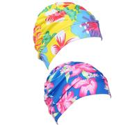 SHINEOFI 2pcs Women Pleated Swimming Cap Made of Comfortable Cloth Material, Easy to Take, Protects Hair and Ears, for Swimming and Water Sports