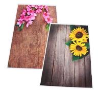 SHINEOFI 2pcs Wood Grain Floral Photo Wall Backdrop Durable Fade Resistant Photography Background Banner for Shower Birthday Party Photo Studio Props