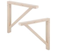 SHINEOFI 2pcs Wood Shelf Wall Brackets Triangle Support Bracket Made of Stable Wood with Seamless Mortise and Tenon Connection, Preinstalled Expansion Bolts, for Apartments and Narrow