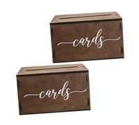 SHINEOFI 2pcs Wooden Card Box with Slot Versatile Money and Present Card Holder for Wedding Birthday Bridal Shower Graduation Party Reception Decorations Smooth Finish Organizer