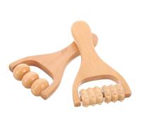 SHINEOFI 2Pcs Wooden Massage Roller, Hand Muscle Roller Stick, Bead Massage Tool for Legs, Manual Wood Therapy Tools for Arms Feet Shoulder Acupoint Tissue Relief