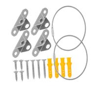 SHINEOFI 2sets Heavy Duty Wall Anchors Furniture Safety Straps for Bookshelves Cabinets Stainless Steel Earthquake Protection Childproof Secure Mounting Kit