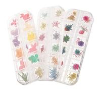 SHINEOFI 3 Box Epoxy Dried Flower DIY Dried Flower Set 5.11x1.97x0.39 in Natural Safe Will Not Fall for Friends and Family Who Love DIY Nail Decoration