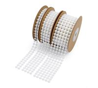 SHINEOFI 3 Roll Simulation Pearl Hemisphere Bead Ribbon Rows Cotton Weaving Garland Bands for Wedding Birthday Party Decoration and Gardening Crafts White