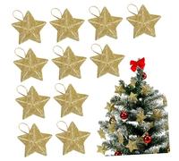SHINEOFI 30 Pcs Mini Gold Glitter Star Ornaments, 1. 96 Inch Plastic Hanging Decorations for Christmas Tree, Small Five-pointed Star Pendants for Xmas Festival, Golden