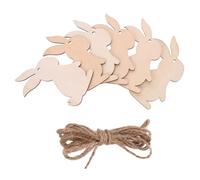 SHINEOFI 30pcs Bunny Shaped Wood Slices DIY Material Wooden Easter Hanging Decorations Easy to Color for DIY and Graffiti Crafts