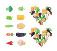 SHINEOFI 30pcs Food Charms Cute Vegetable Pendants for DIY Jewelry Making Imitation Food Keychain Accessories for Bracelets and Earrings Realistic