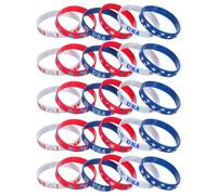 SHINEOFI 30pcs Independence Day Bracelets with Vibrant American Flag Design, Silicone Wristbands Featuring Universal Fit and Smooth Polished Edges for Barbecues and Celebrations