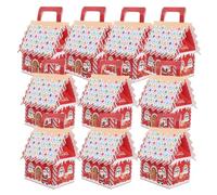 SHINEOFI 30pcs Red Cardboard Gingerbread House Boxes with Handle, Christmas Treat and Candy Packaging, Holiday Favor Boxes for Xmas Party Snacks and Bakery