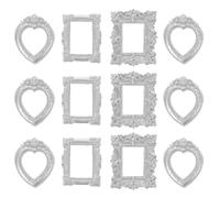SHINEOFI 30pcs Vintage Mini Resin Picture Frames Silver - Retro Tiny Photo Frames for DIY Crafts, Jewelry Display, Dollhouse Decor and Party Props Random Style