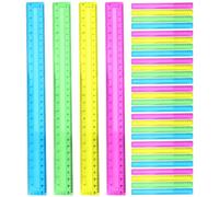 SHINEOFI 32pcs Colored Ruler Plastic Ruler 30cm Not Easy to Deform for Drawing and Measurement Drafting Tools for Offices and Students