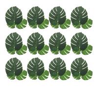 SHINEOFI 36pcs Monstera Leaf Dining Table Mats Tropical Artificial Leaf Placemats 3 Sizes Set Cup Coasters for Summer Party Decoration and Home Dining Use