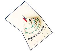 SHINEOFI 3D Colorful Birthday Cake Pop-up Greeting Card Blue for Celebration, Artistic 3D Cake Design, Birthday Party Card for Friends and Family