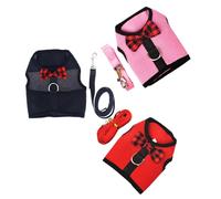 SHINEOFI 3Pcs Adjustable Breathable Mesh Vest Harness for Small Pets - Soft Lightweight Rabbit, Hamster, Ferret Walking Harness Set in Pink, Red, and Black (Size M)