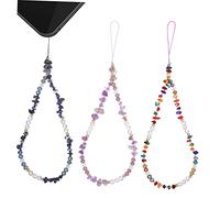 SHINEOFI 3pcs Beaded Phone Chain Charms for Cellphone and Music Player, Natural Stone and Pearl Material, Anti-lost and Decorative Accessory with Look, Gift for Girlfriend and Random Color
