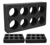 SHINEOFI 3pcs Black 8-hole Cup Holder Tray Beverage Takeout Carrier Sturdy Pearl Cotton Coffee Milk Tea Drink Packing Supply for Outdoor Use
