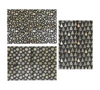 SHINEOFI 3pcs Black and Gold Vintage Christmas Wrapping Paper 27.5x19.7 Inches Rectangle Shape with Metallic Snowflake and Christmas Tree Pattern, Versatile and Tear-resistant for Holiday