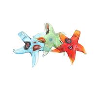 SHINEOFI 3pcs Blown Glass Figurines Ocean Inspired Sea Animal Ornaments for Home Desk Decor Lightweight Nautical Beach Theme Collectible Craft Decorations